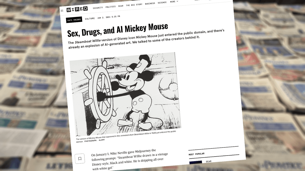 Wired : une version fine-tunée de Stable Diffusion basée sur des images de Mickey tombées dans le domaine public